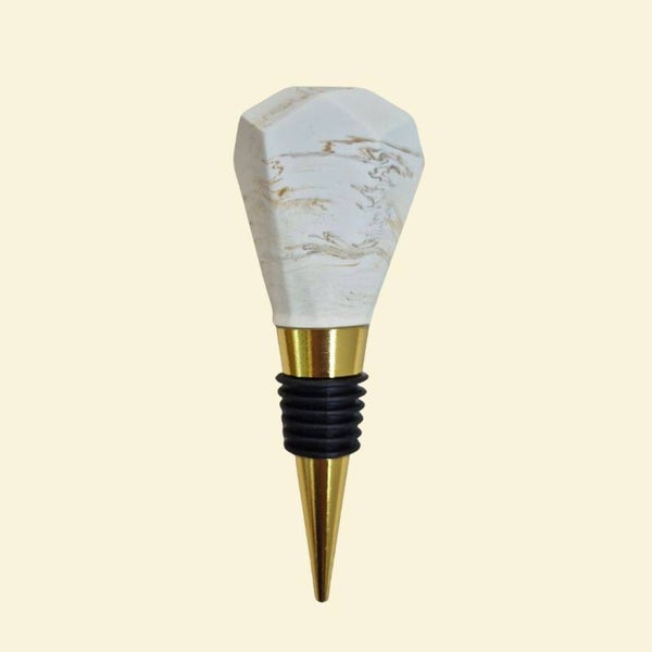 Wijnstopper marmer dune/goudkleurig
