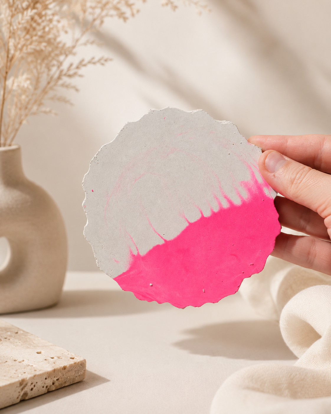 Mini plateau rose et blanc