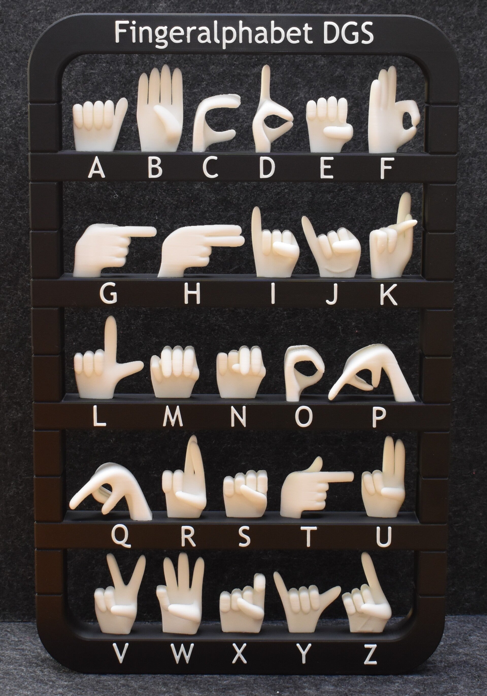 Fingeralphabet DGS mit Rahmen