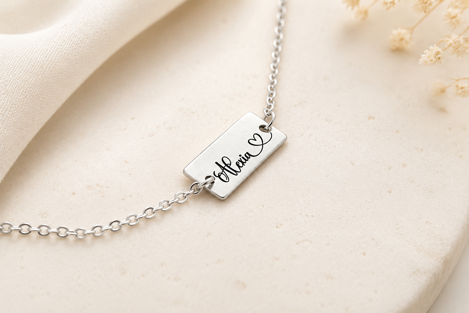 Mini Name Bar Necklace • Personalized Engraved Bracelet-Style Pendant