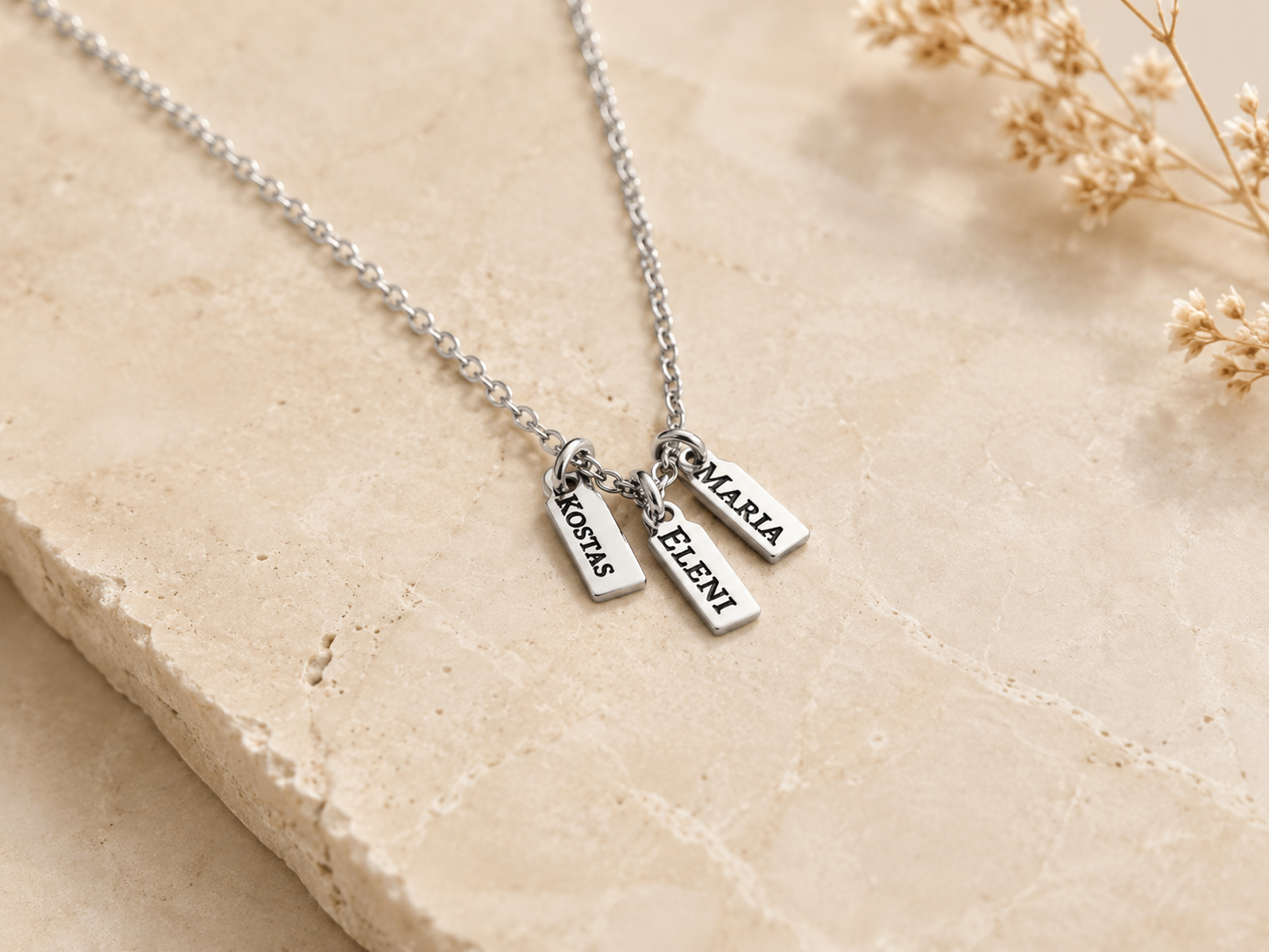 Personalized Name Charm Necklace • Multiple Names • Stainless Steel Family Necklace