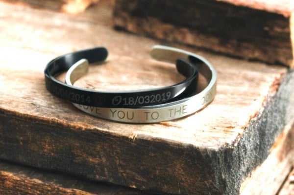 Personalized Couple Bracelet Set • Matching Engraved Bracelets (His & Hers)