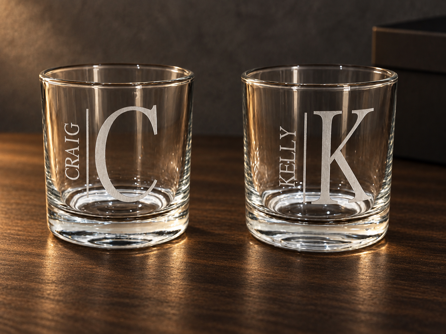 Personalized Engraved Whiskey Glass – Custom Initial & Name. Perfect gift for him, dad, groom or best man.