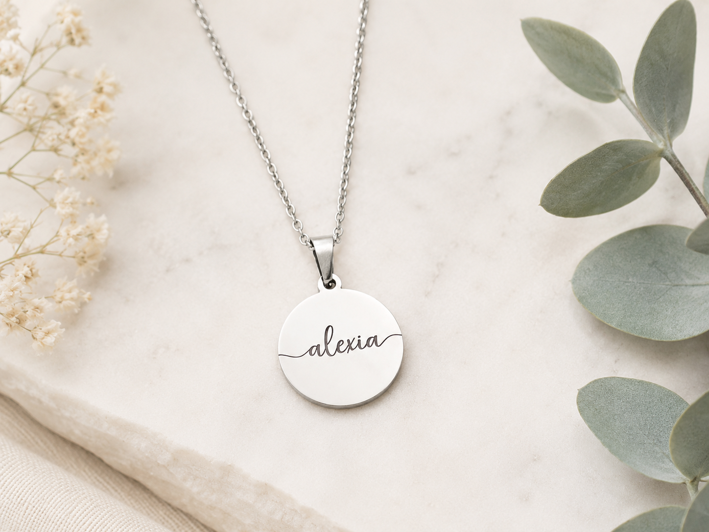 Minimal Engraved Name Necklace • Personalized Round Pendant | Perfect Valentine’s Day Gift