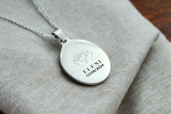 Personalized Baby Name Oval Necklace
