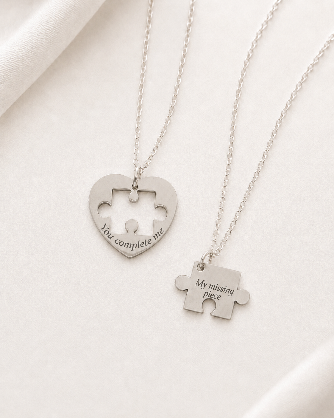 You Complete Me Puzzle Necklace Set. Gift Set for couples, mothers & daughters or friends