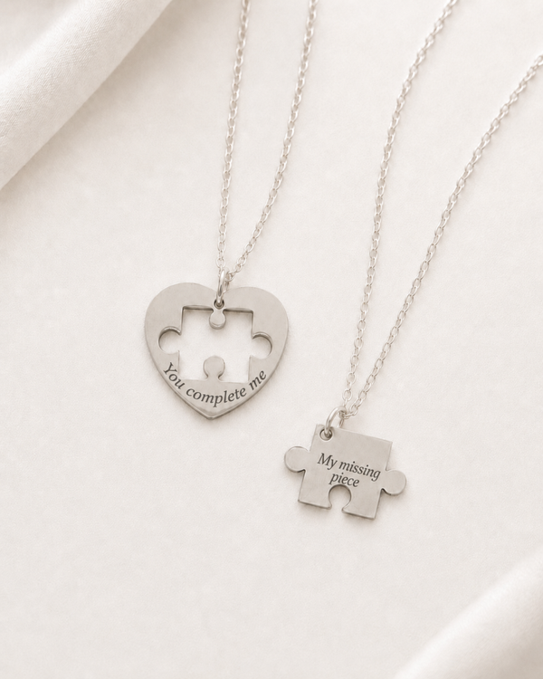 You Complete Me Puzzle Necklace Set. Gift Set for couples, mothers & daughters or friends