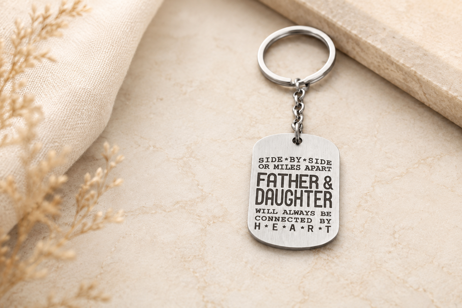 Father & Daughter Keychain – Side by Side or Miles Apart