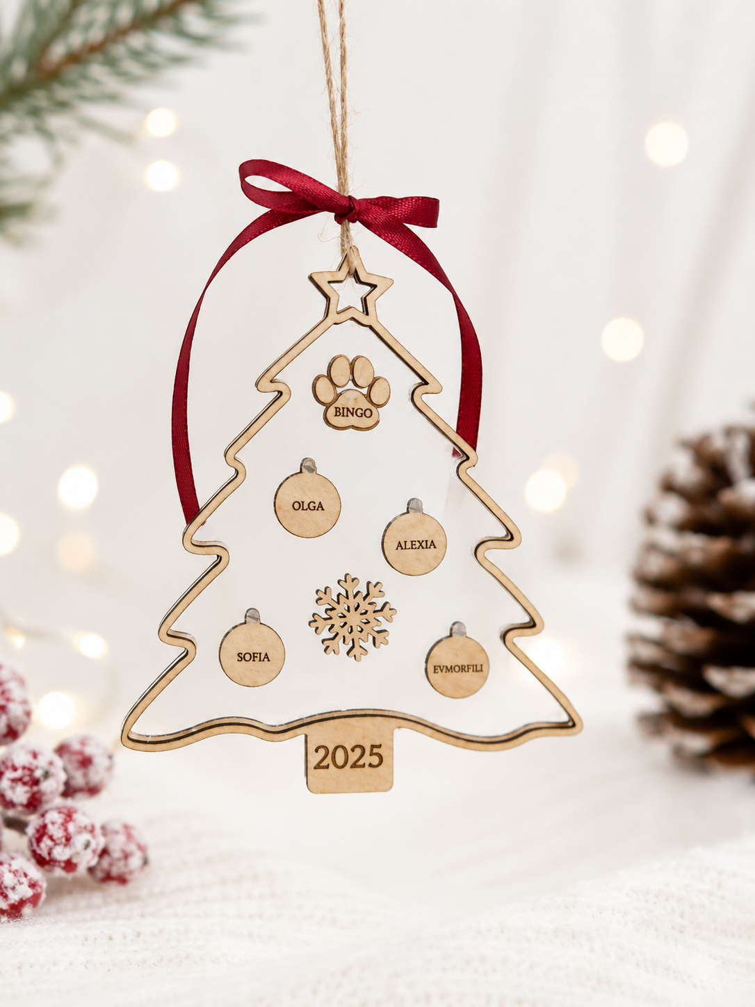 Personalized Family Christmas Tree Ornament (with Pet Option)