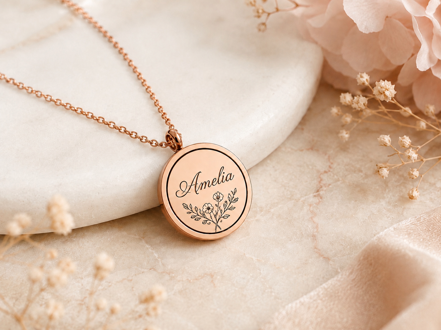 Spinning Disc Necklace • Personalized Engraved Rotating Pendant | Custom Valentine’s gift for her