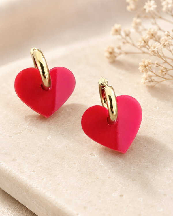 Red Heart Hoop Earrings – Romantic Valentine’s Day Jewelry Gift