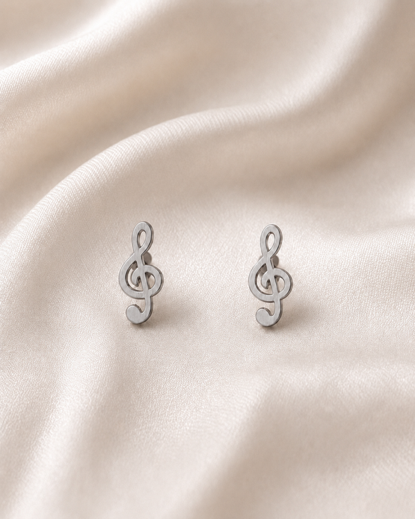 Silver Music Note Stud Earrings. Gift for Music lovers.