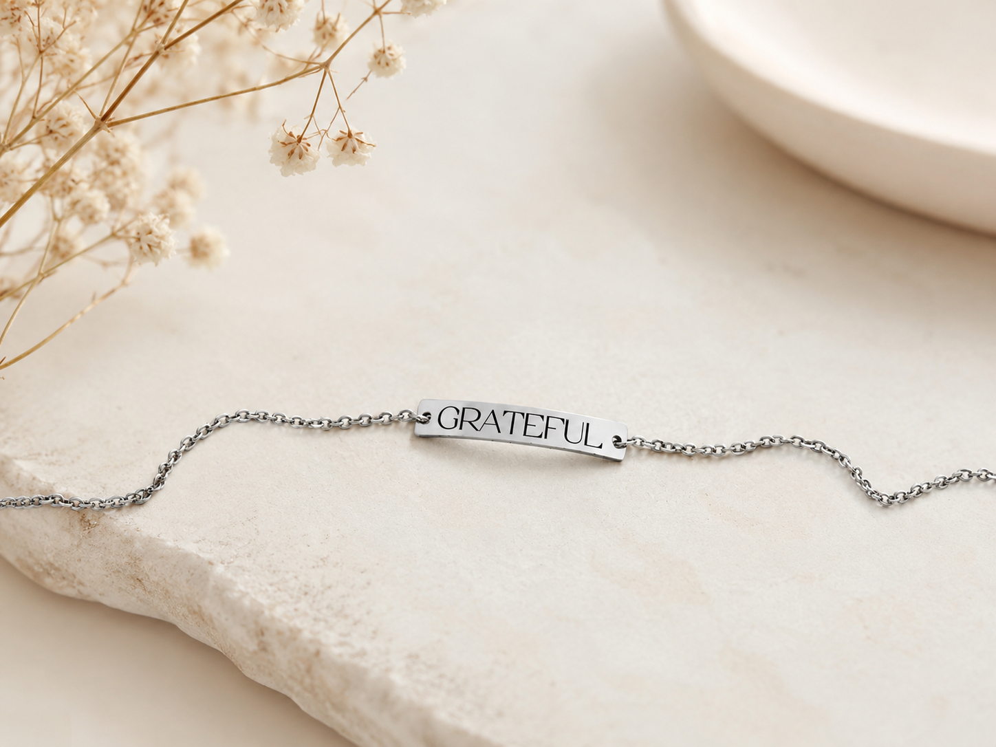 Grateful Bracelet • Engraved Affirmation Bracelet • Stainless Steel | Perfect Valentine’s Day Gift