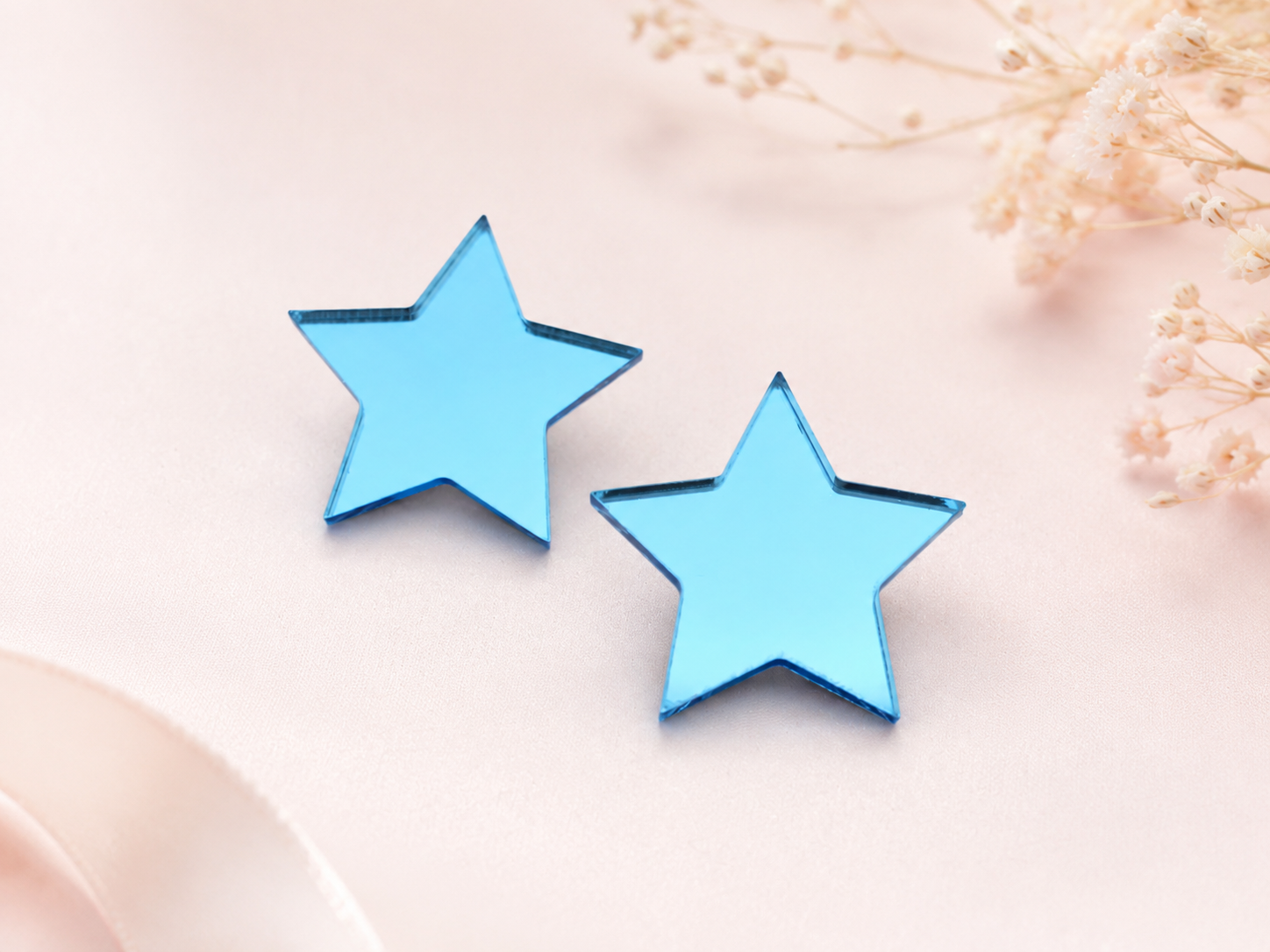 Blue Mirror Star Earrings