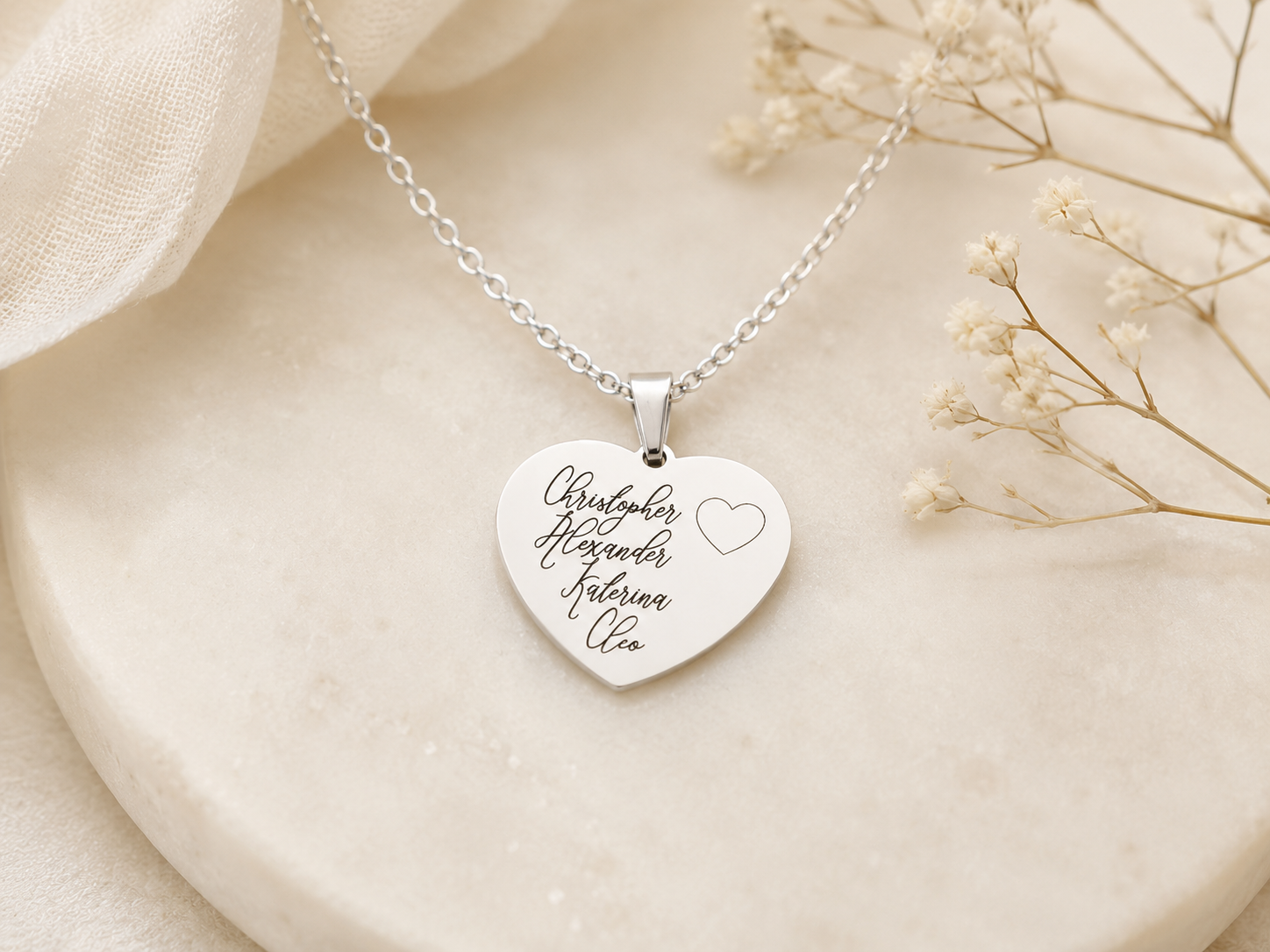Family Names Heart Necklace | Perfect Valentine’s Day Gift