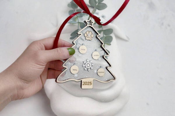 Personalized Family Christmas Tree Ornament (with Pet Option)