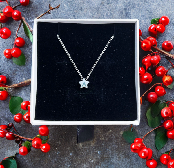 Tiny Star Initial Necklace • Personalized