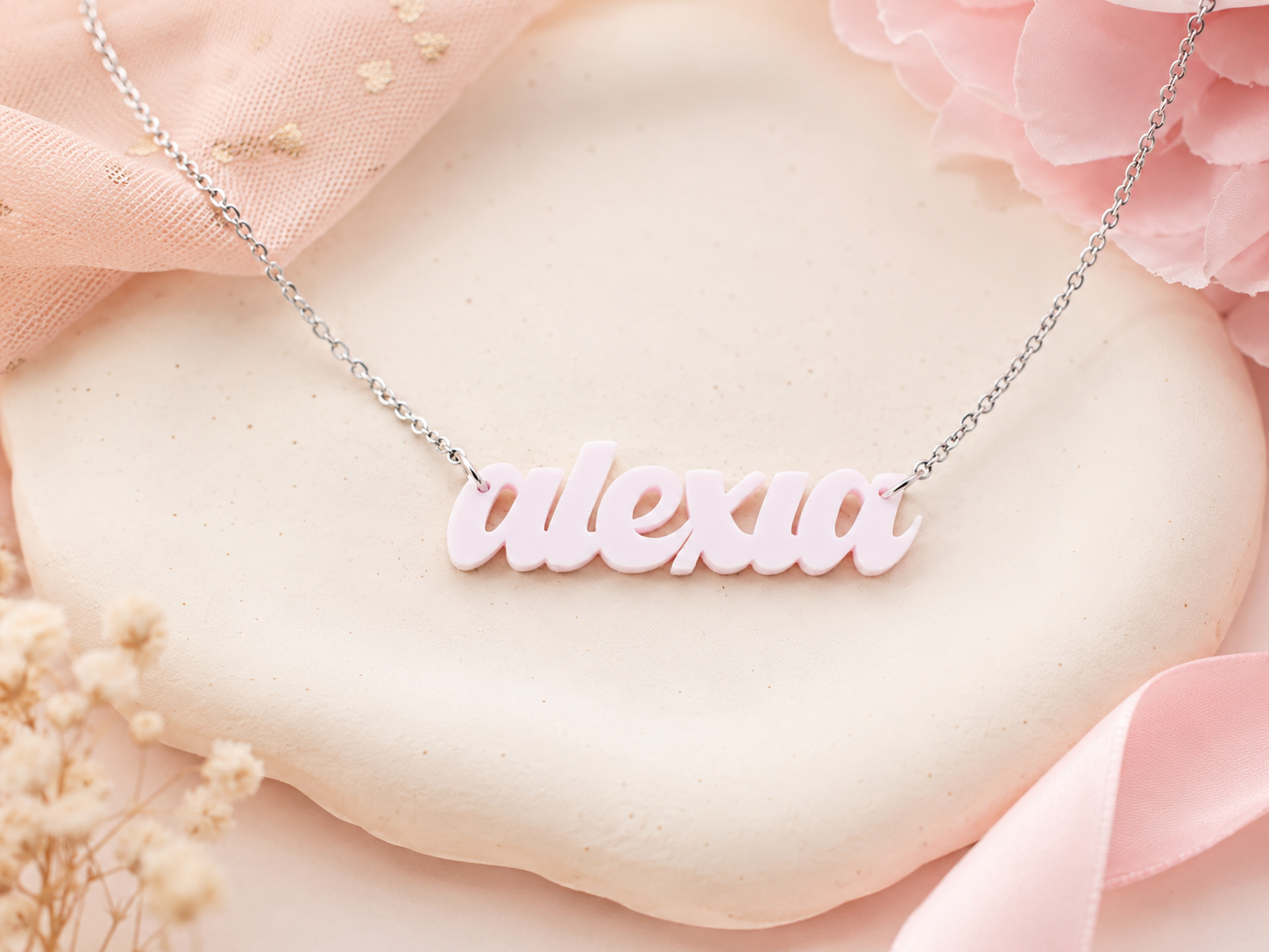 Custom Name Necklace • Pastel Acrylic Name Pendant • Cute Personalized Gift