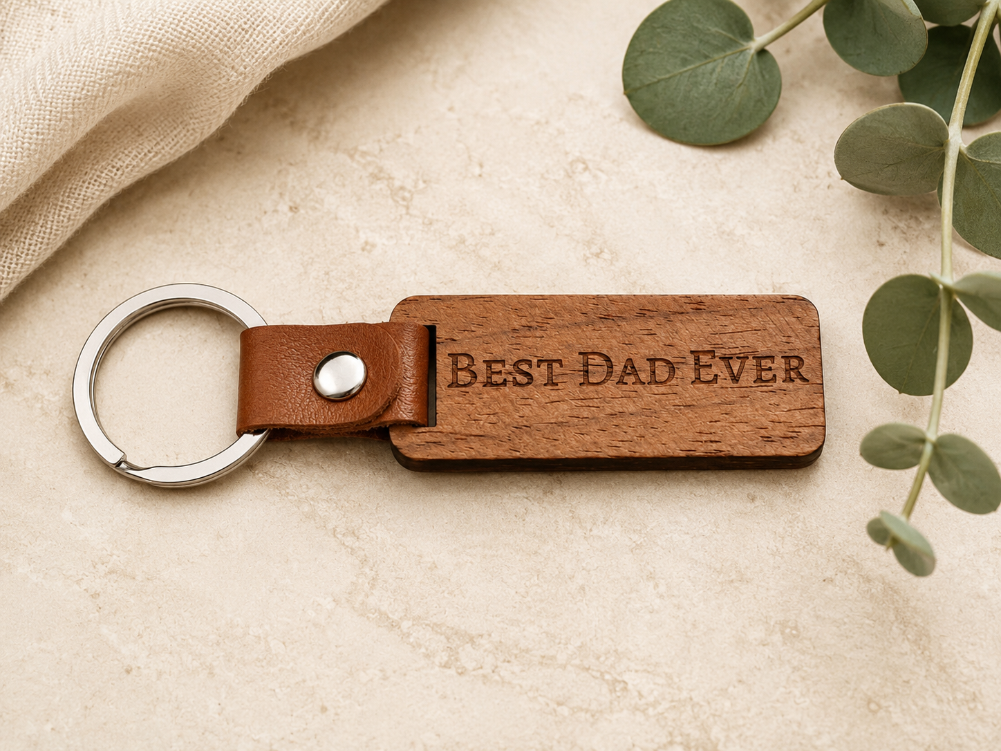 Engraved Wooden Keychain • Drive Safe | Best Dad Ever | Custom Message | Valentine’s Gift for Him