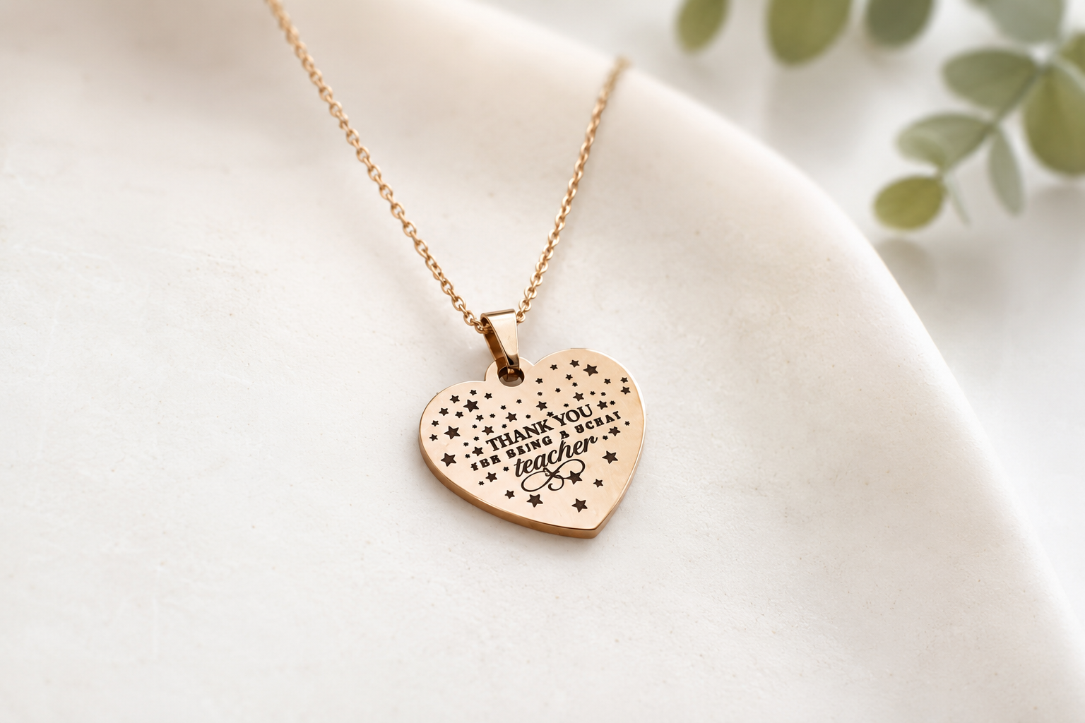 Teacher Appreciation Heart Necklace • Thank You Teacher Gift