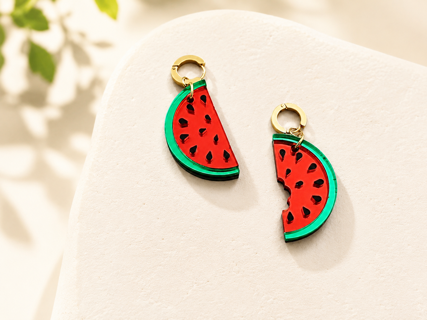 Watermelon Earrings • Summer Statement Earrings • Acrylic Fruit Hoops