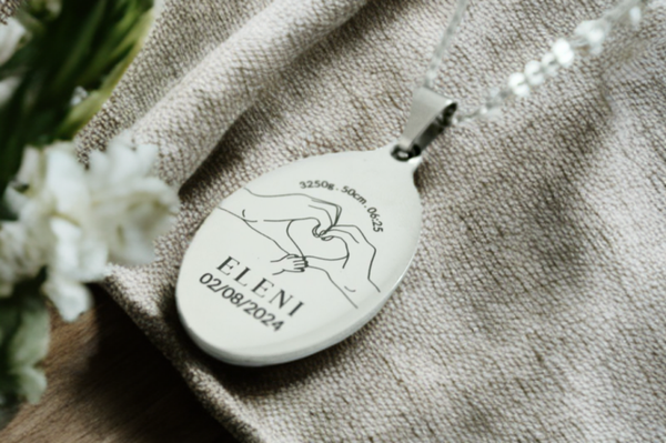 Personalized Birth Detail Necklace • Baby Name & Stats Pendant