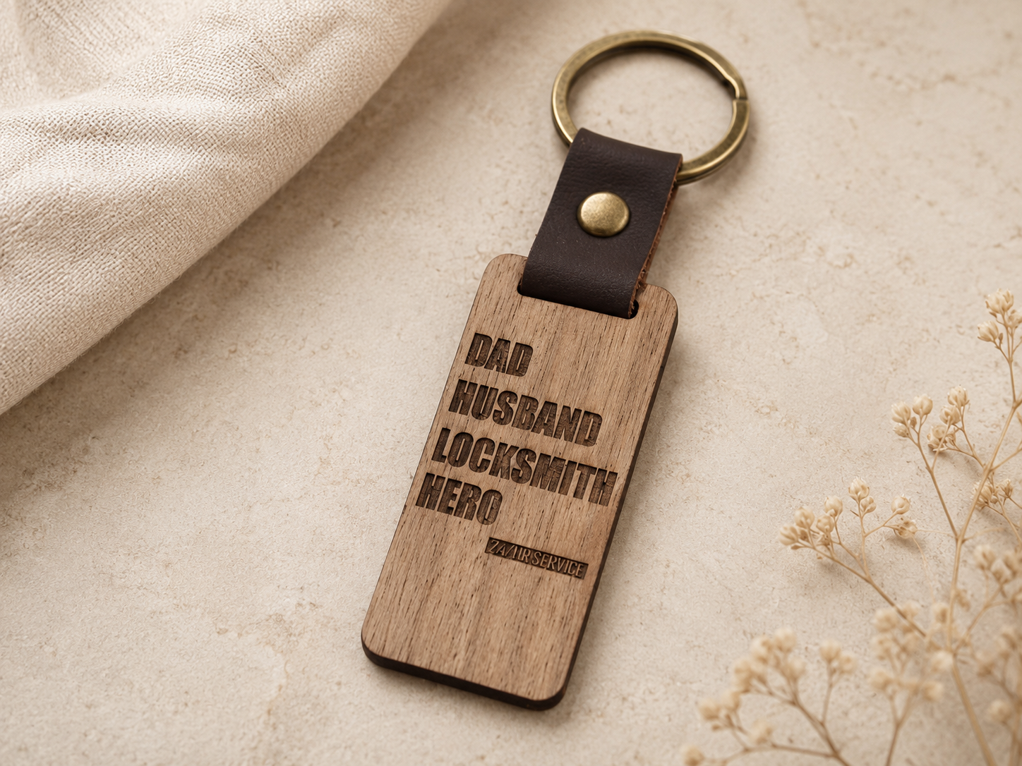 Personalized Wooden Keychain • Couple Names + Date • Custom Engraving | Valentine’s Gift for Him