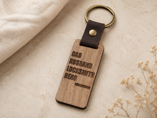 Personalized Wooden Keychain • Couple Names + Date • Custom Engraving | Valentine’s Gift for Him