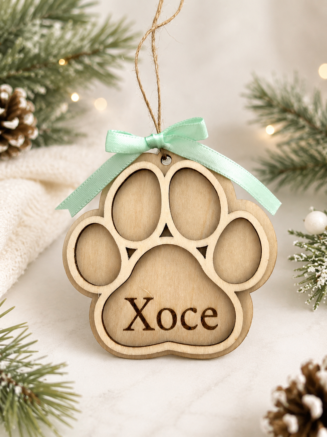 Personalized Pet Paw Print Ornament – Custom Name