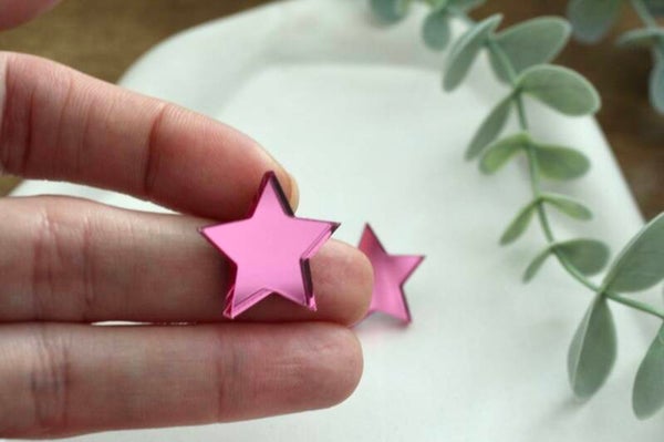 Pink Mirror Star Earrings
