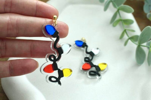 Christmas Lights Earrings • Festive Acrylic Holiday Earrings
