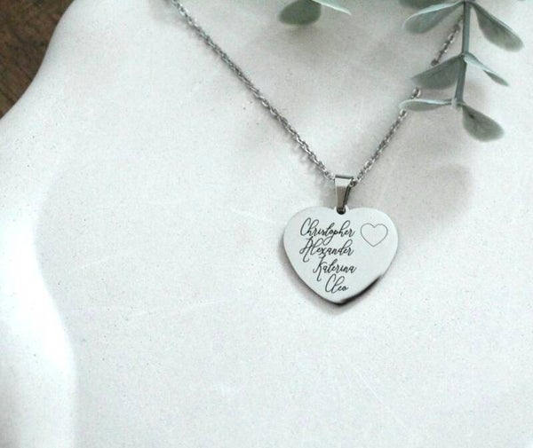 Family Names Heart Necklace