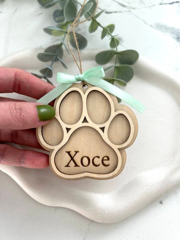Personalized Pet Paw Print Ornament – Custom Name