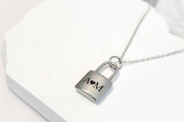 Padlock Necklace with Personalized Initials