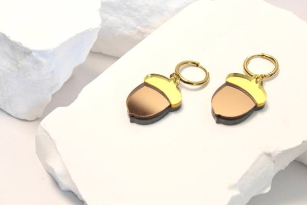 Acorn Earrings • Autumn Earrings • Gold Fall Jewelry
