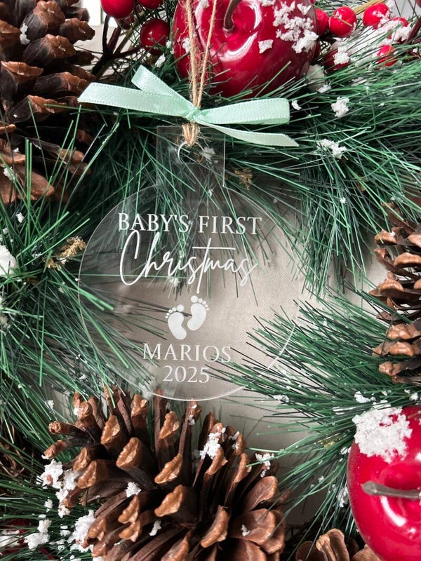Baby’s First Christmas Ornament – Personalized Acrylic Keepsake (Name & Year)
