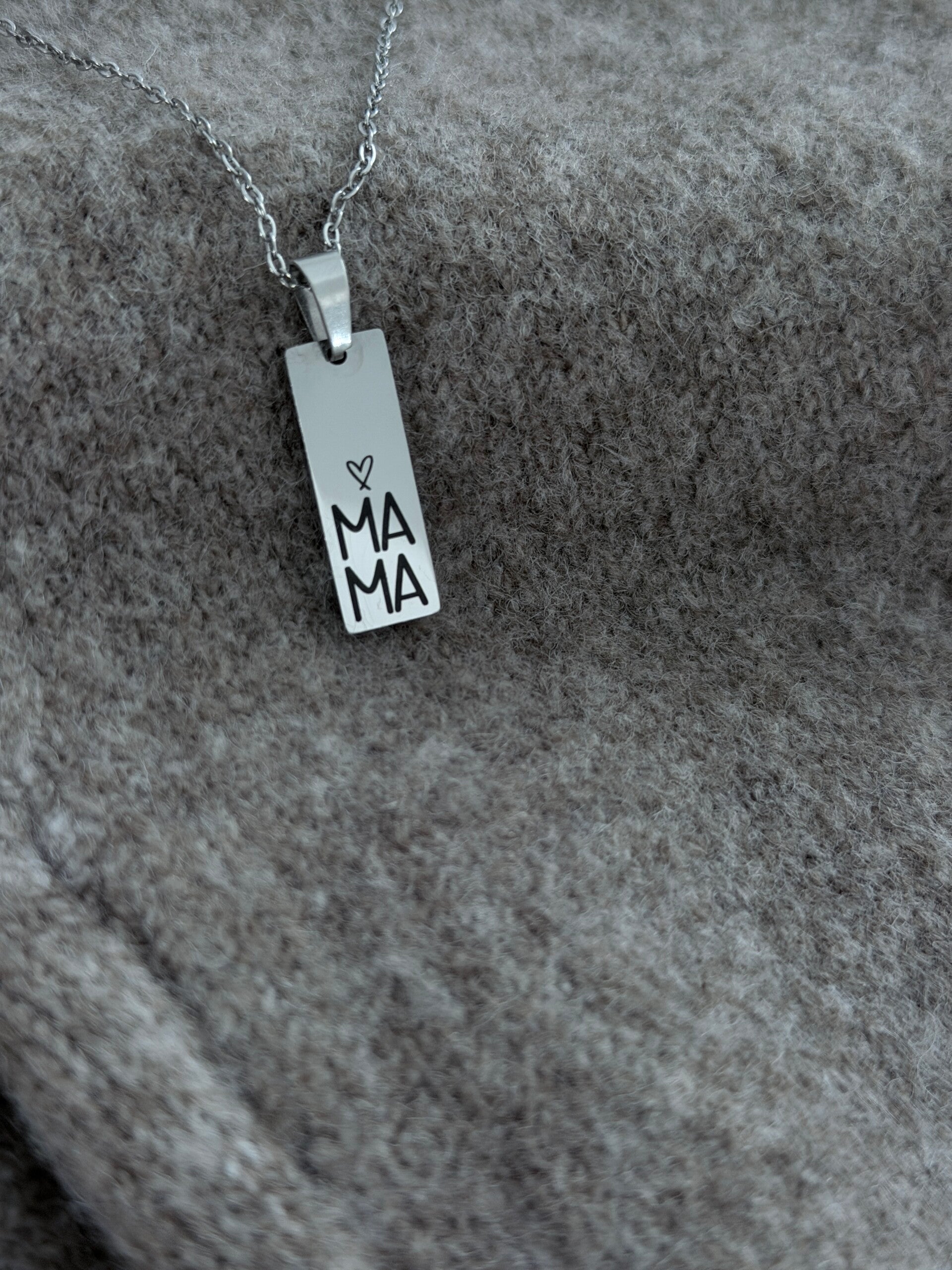 MAMA Necklace • Stainless Steel Mom Pendant • Minimalist Gift for Mom