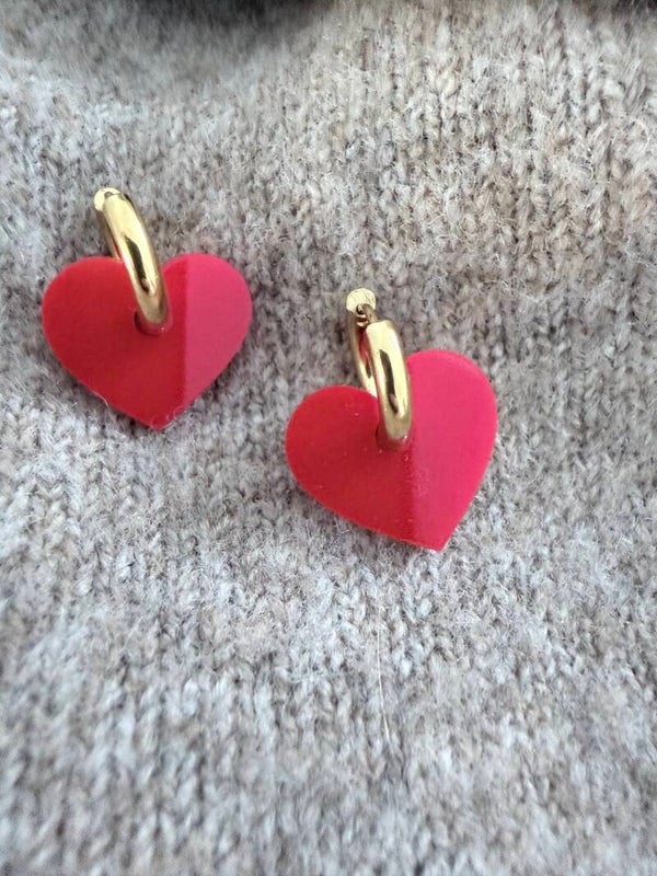 Red Heart Hoop Earrings – Romantic Valentine’s Day Jewelry Gift