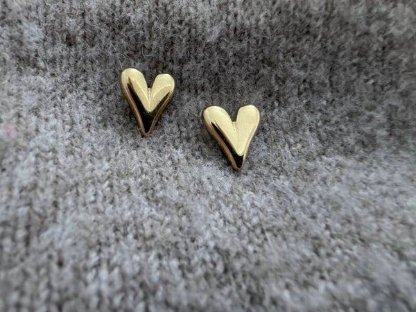 Gold Heart Stud Earrings – Minimal Valentine’s Day Jewelry Gift for Her