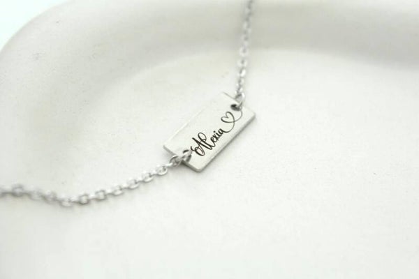 Mini Name Bar Necklace • Personalized Engraved Bracelet-Style Pendant