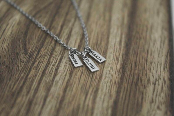 Personalized Name Charm Necklace • Multiple Names • Stainless Steel Family Necklace