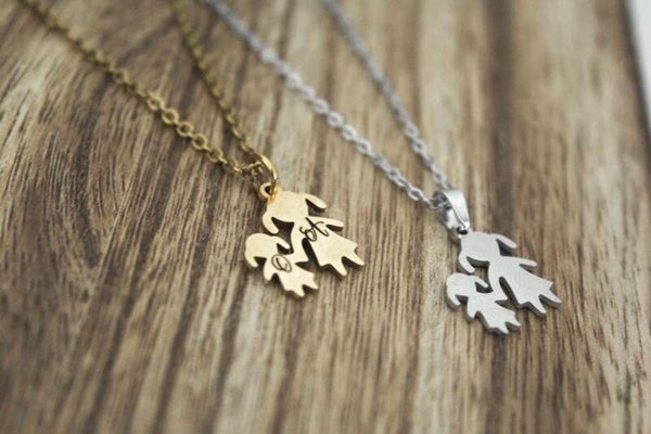 Personalized Mother & Children Necklace • Custom Family Silhouette Jewelry