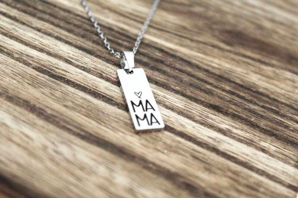 MAMA Necklace • Stainless Steel Mom Pendant • Minimalist Gift for Mom