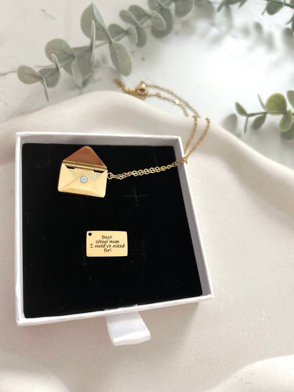 Secret Message Necklace • Personalized Envelope Pendant