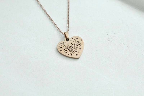 Teacher Appreciation Heart Necklace • Thank You Teacher Gift
