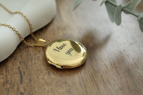 Personalized Locket Necklace • Engraved Photo Keepsake Pendant