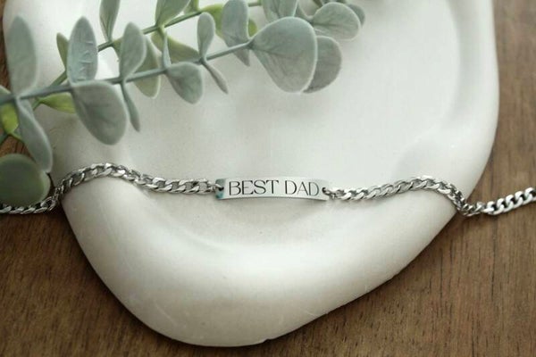 Personalized Stainless Steel Dad Bracelet | Custom Engraving