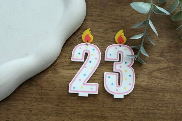 Birthday Candle Number Earrings | Custom Age | Lightweight Fun Gift