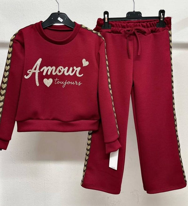 Joggingpak amour Bordeaux rood