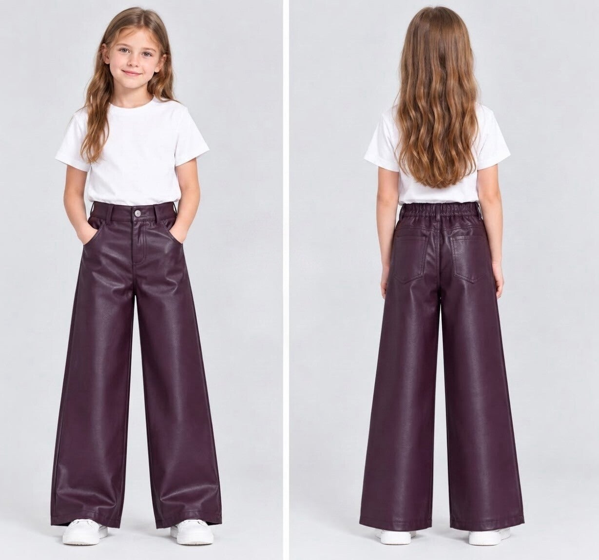 Leather look broek bordeaux